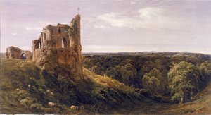 Rauniolinna maisemassa (Knaresborough Castle) (vartalon väri)